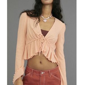 UO Lucielle Ruffle Tie-Front Top
